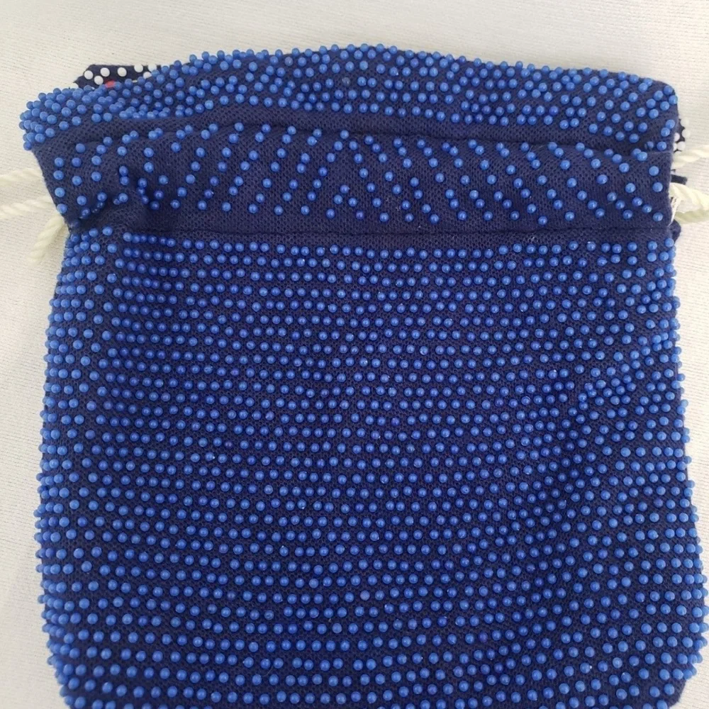 Vintage 70s Kitschy Candy Dot Bead Reversible Drawstring Satchel Bag